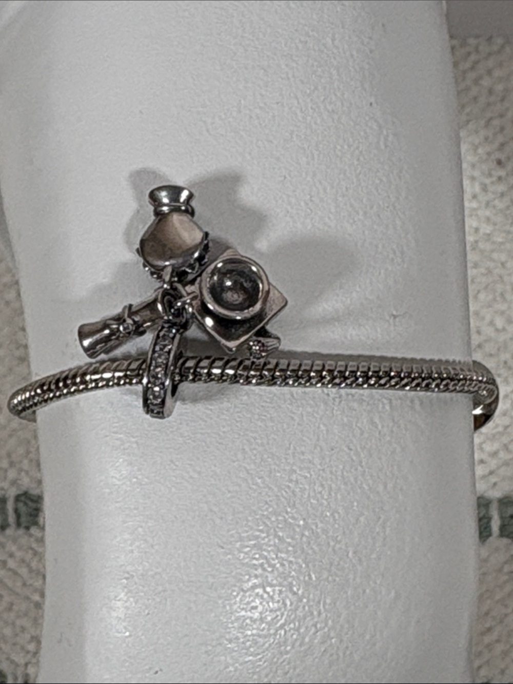 Othr Silver Camera Charm Bracelet with Clear Accent